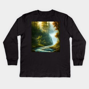 River in Forest Kids Long Sleeve T-Shirt